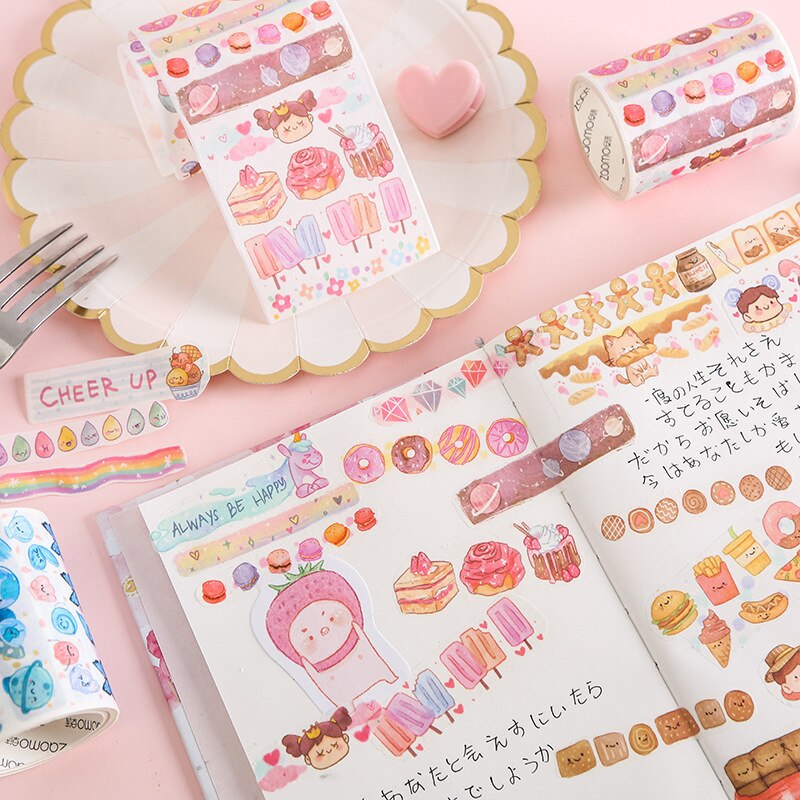 3 mètres 6.5cm de large Kawaii dessin animé animaux Washi papier ruban décoratif