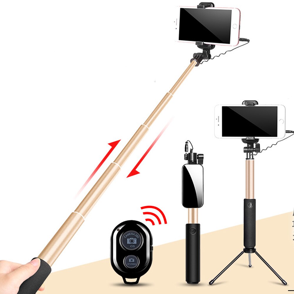 Handheld Tripod Wired Mini Selfie Stick Monopod for iPhone 6s 5 Samsung Huawei Xiaomi Bluetooth Remote Palo Tripod