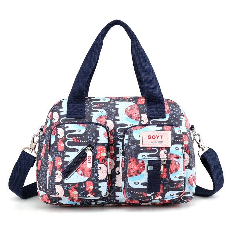 SOYT Brand popular Flowers and animals pattern Nylon women handbags shoulder bag for female printing messenger bags: Animal pattern