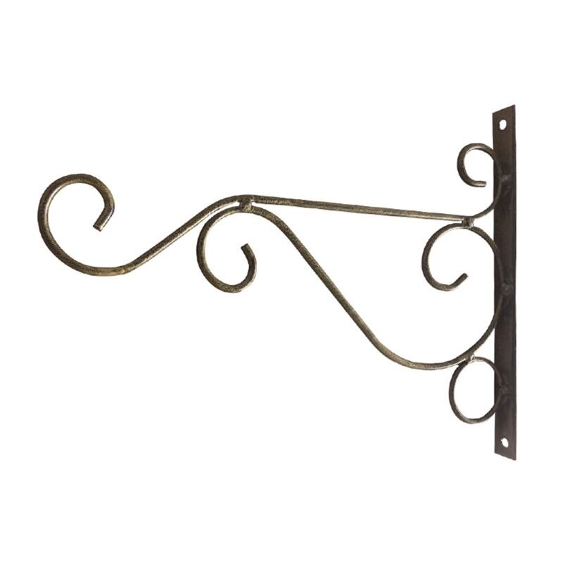 Muur Gemonteerde Haak Bloem Stand Decoratie Muur Opknoping Mand Beugel Eenvoudige Bloempot Houder Draad Bloempot Rack: Bronze