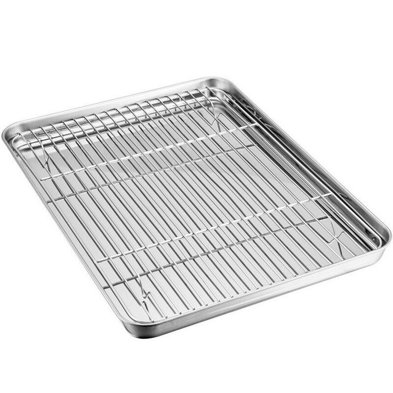 Baking Tray with Removable Cooling Rack Set Non-Toxic Stainless Steel Baking Pan Sheet, Oven Used, Dishwasher Safe WF1107