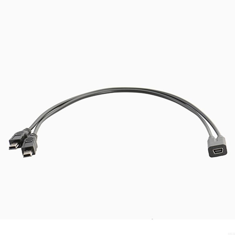 1Pack USB 2.0 Mini 5-pins splitterkabel, spuitgieten USB 2.0 Mini 5-pins vrouwelijk tot dubbele 2 mannelijke omzetter