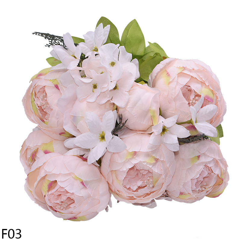 1 boeket Kunstmatige Pioen Bloemen Zijde Pioen Roos Bloem 6Big Hoofd 2Bud Valse Bloem Voor DIY Thuis Hotel Bruiloft Decoratie krans: F03 light pink