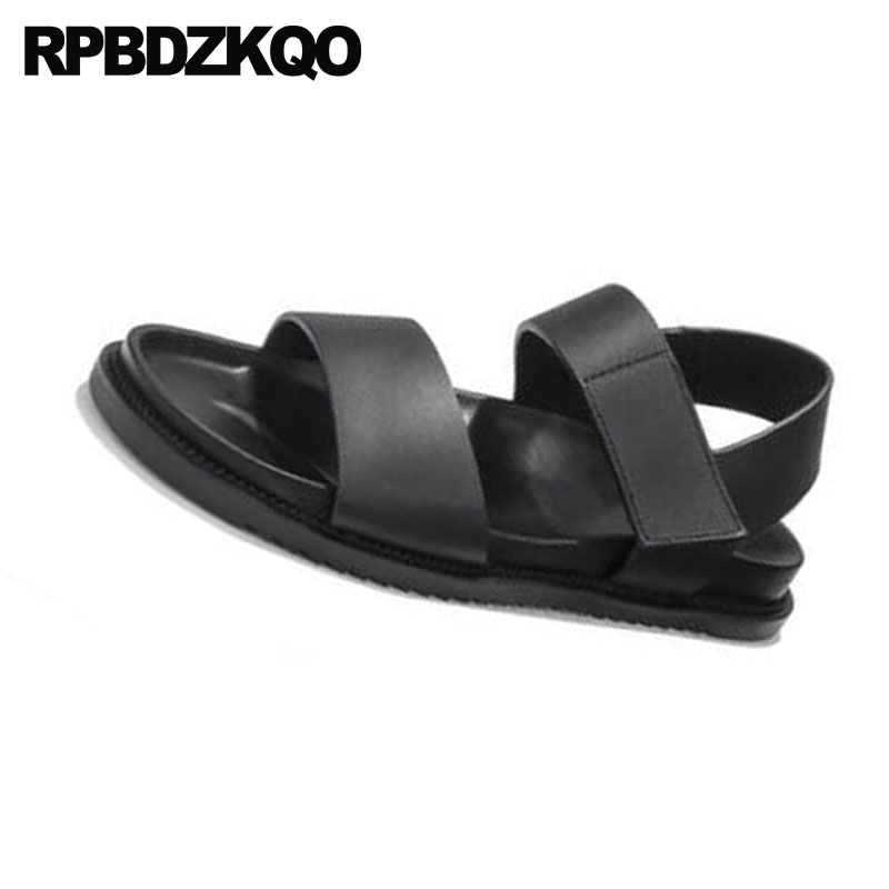 Men Gladiator Sandals Summer Water Native Roman Outdoor Flat Leather Strap White Black Casual Soft Shoes