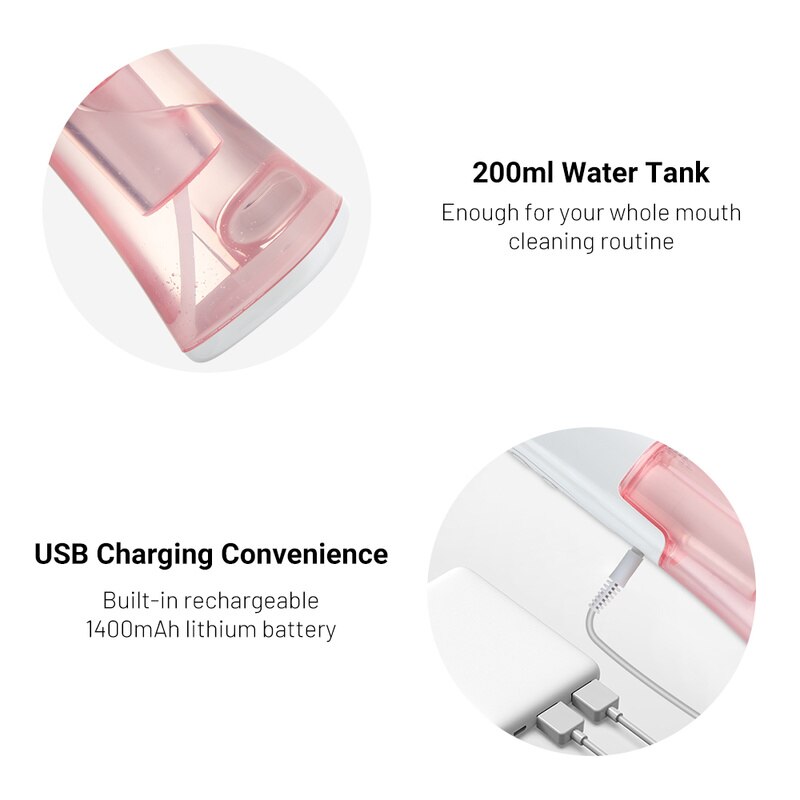 Oral Irrigator for Teeth Dental Water Jet 200ml Tank Oral Irrigator Dental Electric Toothbrush Water Flosser for Teeth Whitening