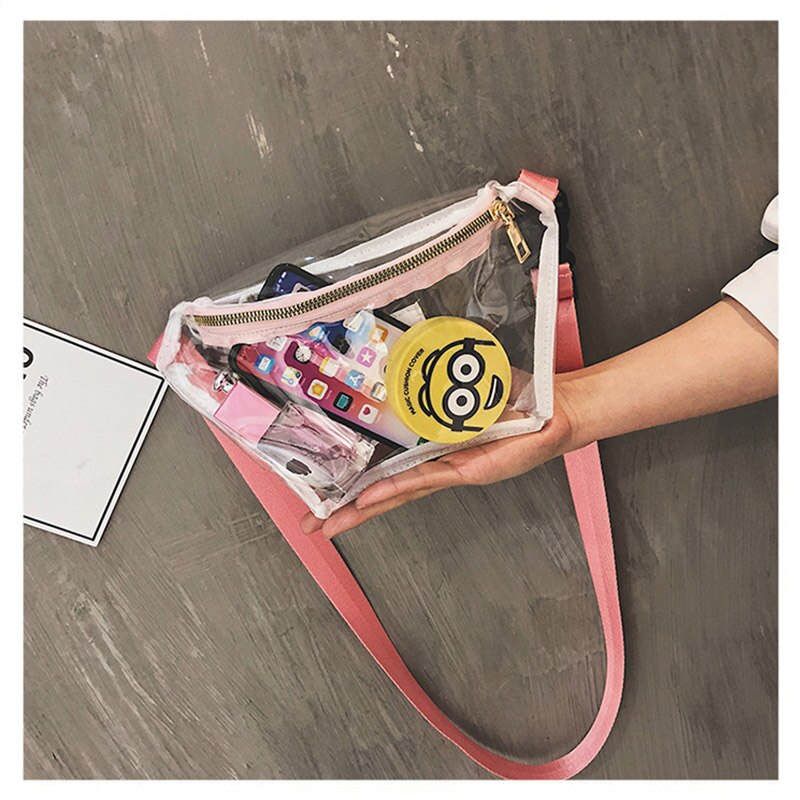 Riñonera de PVC transparente para chicas, bolsa de pecho de viaje impermeable, informal, de plástico, para verano, 030206: Pink waist bag