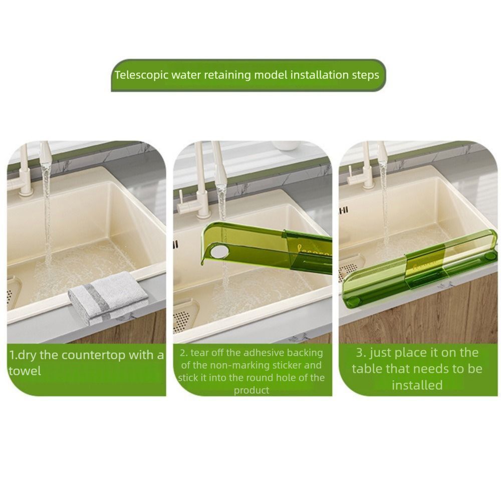 Stretchable Sink Water Splash Guard Oil-Proof Self-adhesive Bottom Kitchen Waterproof Screen Removable Heighten Anti-water Board