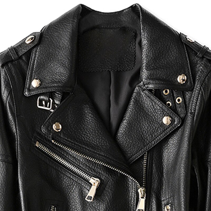 Nerazzurri-Chaqueta corta de motorista de cuero negro para mujer, Ropa de talla grande suave y ligera con cremallera de manga larga para otoño, 6xl, 7xl,