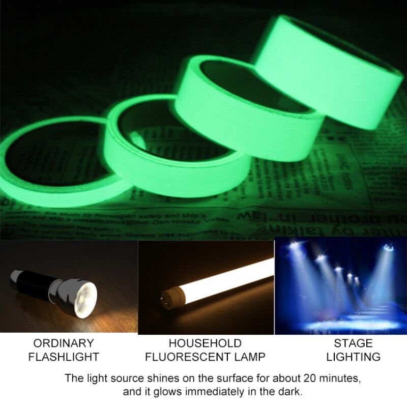 Lichtgevende Waarschuwing Tape Fluorescerende Strip Fluorescerende Acryl Luminous Sticker Glow Tape Veiligheid Sticker Pak Voor Trappen Exit Manieren