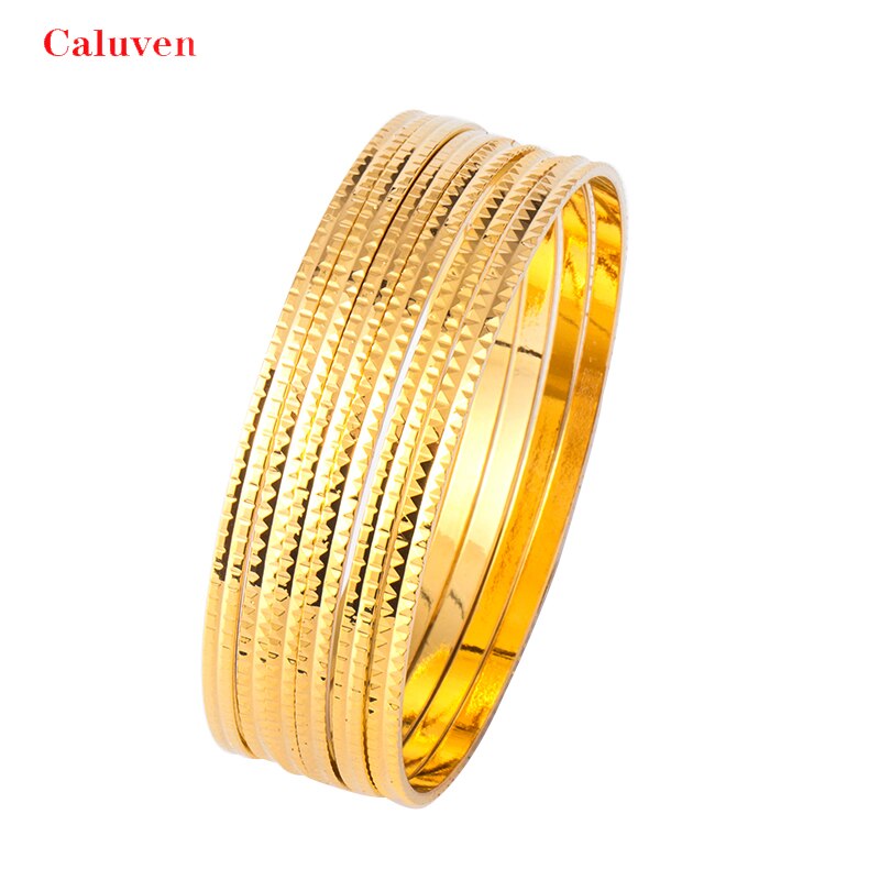 6pcs Afrikaanse Dubai armbanden voor vrouwen Ethiopische sieraden koper goud Kleur bangle & armband bruids sieraden