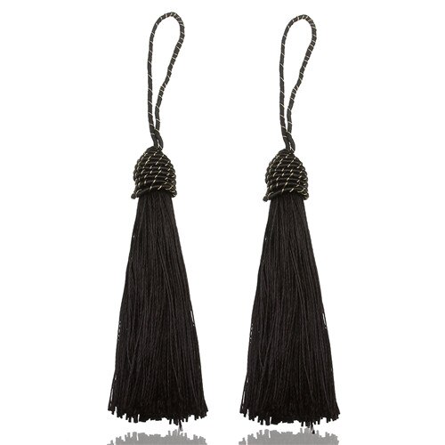 10 st/lot 13 färger 15cm långa siden tofs fransar hängen kinesiska knut tofsar för gör-det-själv smycken halsband tillverkningsmaterial  f4000: Svarta tofsar