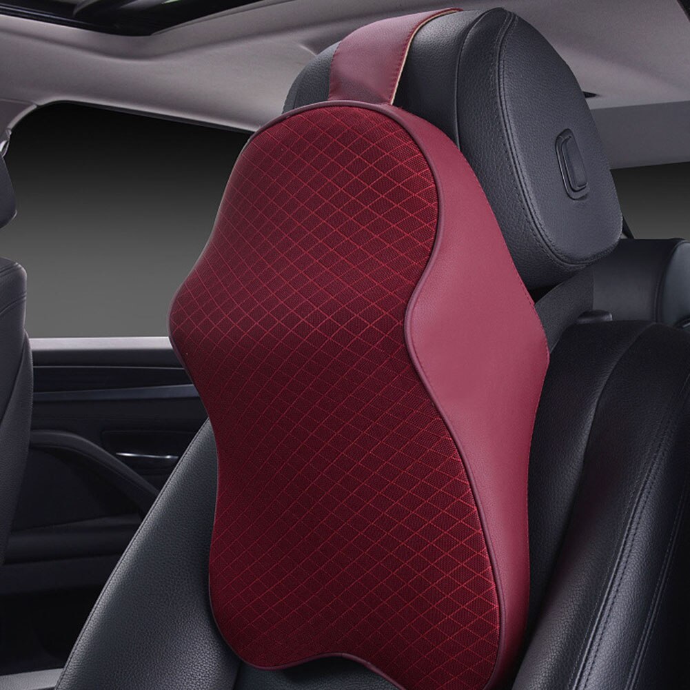 3D Memory Foam Car Headrest Car Neck Pillow Head Restraint In Car Headrest Pillow Automobile Pillow Neck Travel Pillow: Red