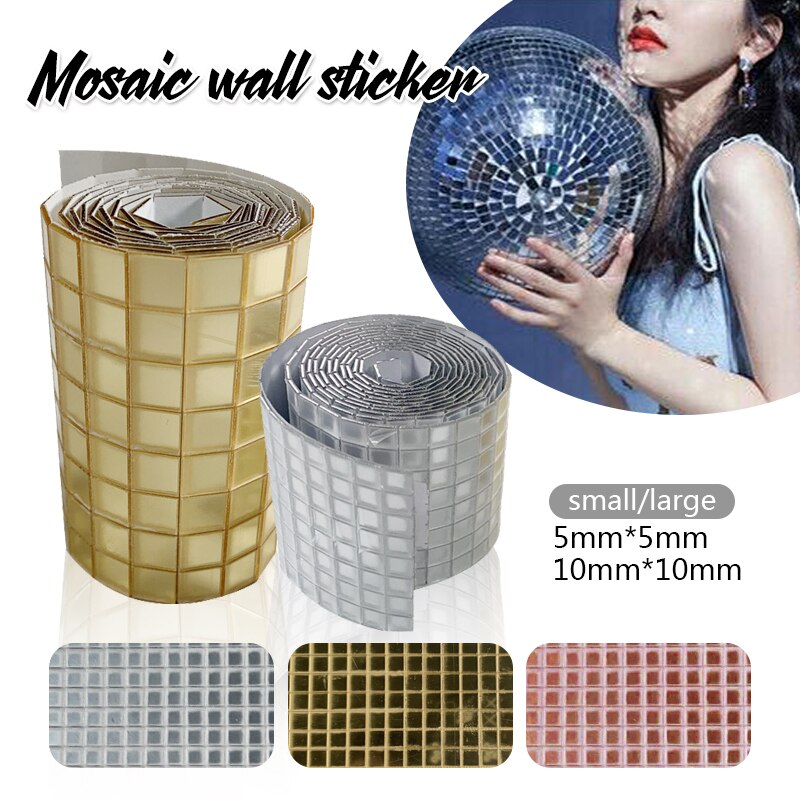 1 rolle selbst-Klebstoff Mini Platz 5/10mm Acryl Spiegel Mosaik Fliesen Für Diy Badezimmer Zauberstab Aufkleber handgemachte Handwerk Heimat Bar Dekor