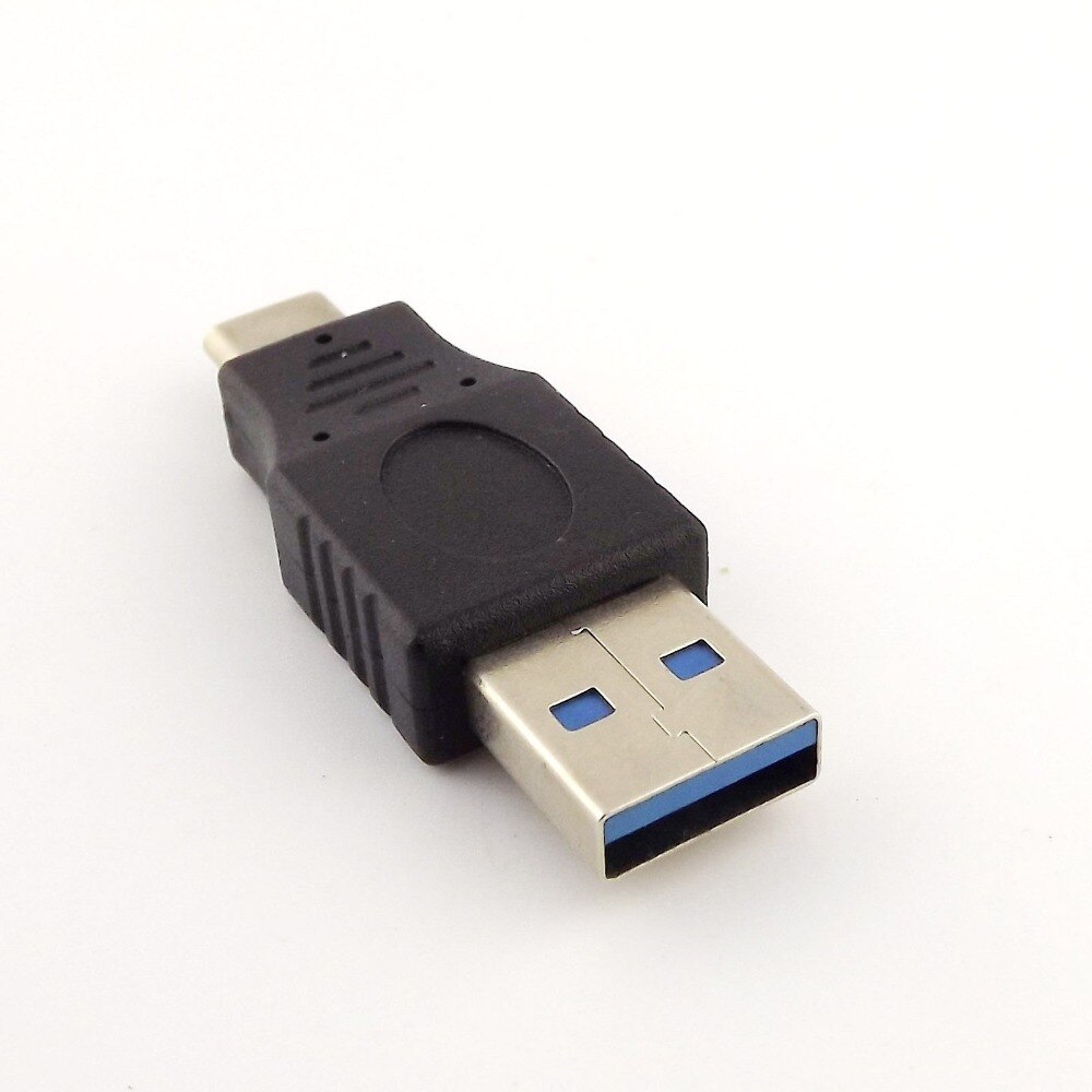 1x USB 3.0 A Male to USB 3.1 Type C Male Plug Sync Data Power Supply Male to Male Adapter Converter Black