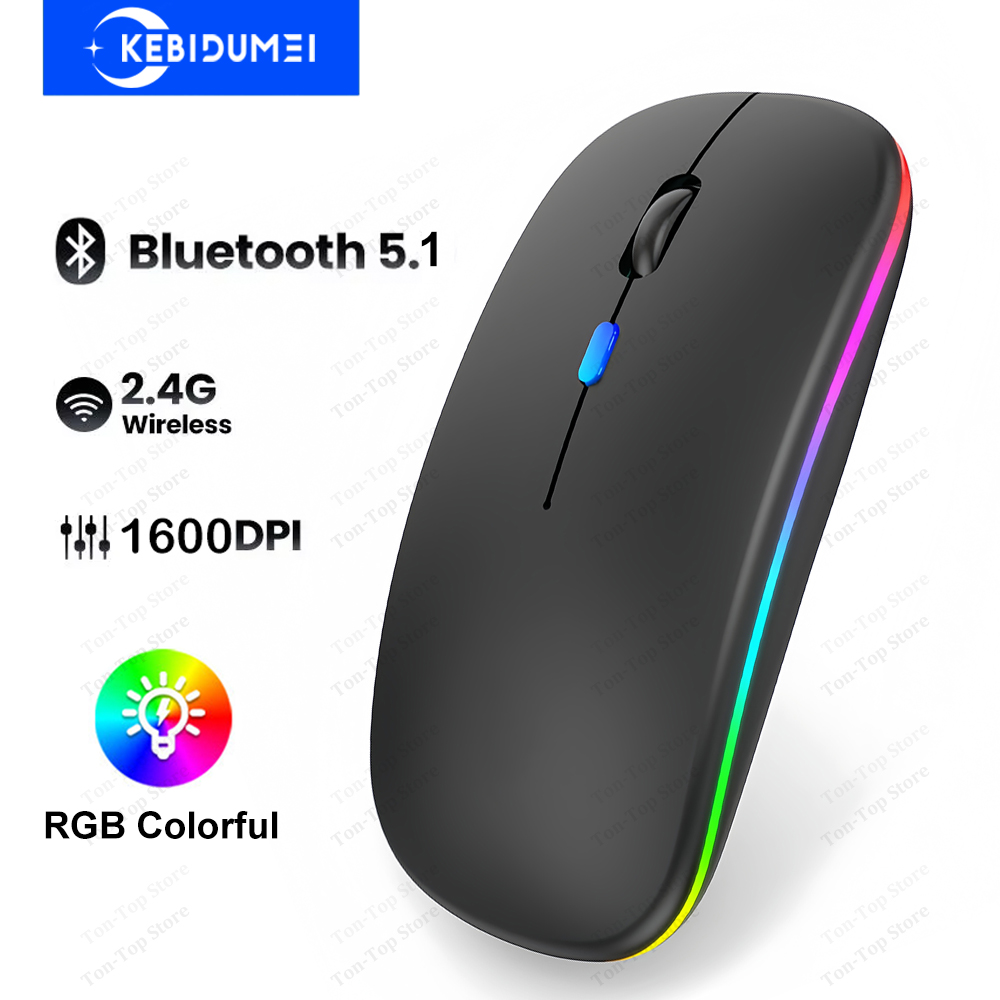 Dual Bluetooth 5,1 Maus 2,4G Drahtlose Maus Wiederaufladbare Stille RGB Hintergrundbeleuchtung Gaming Maus 1600 DPI Mäuse für Laptop Tablet