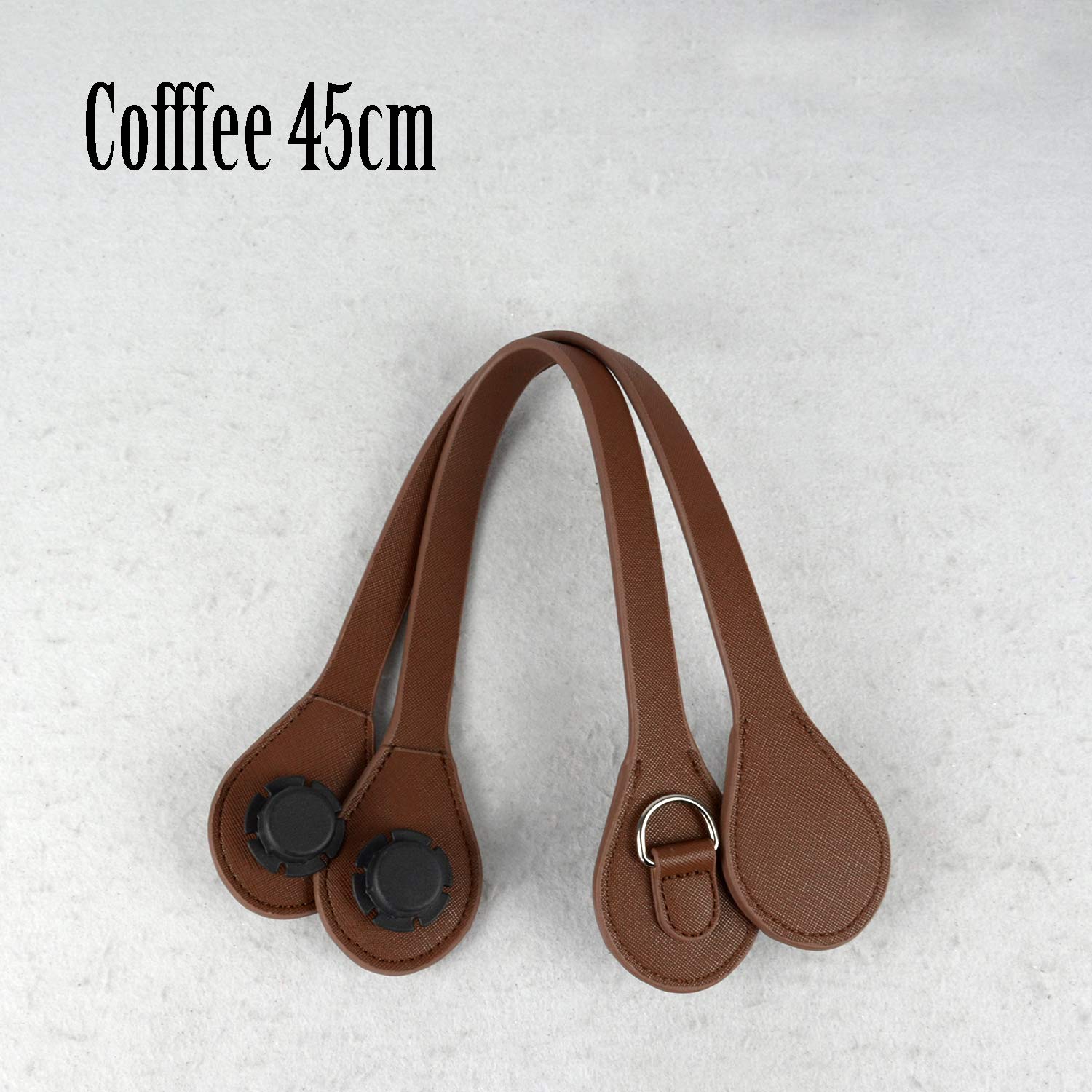 Tanqu Short Handles with Edge Painting D Buckle Round Teardrop End Faux Leather Part for OBag Belt for EVA O Bag: coffee 45