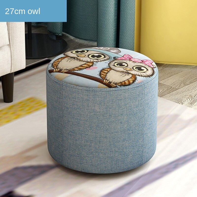 Nordic Household Small Stool Bench Low Sofa Stool Fabric Round Small Chair Shoe Changing Small Wooden Stool: 27X28CM-G