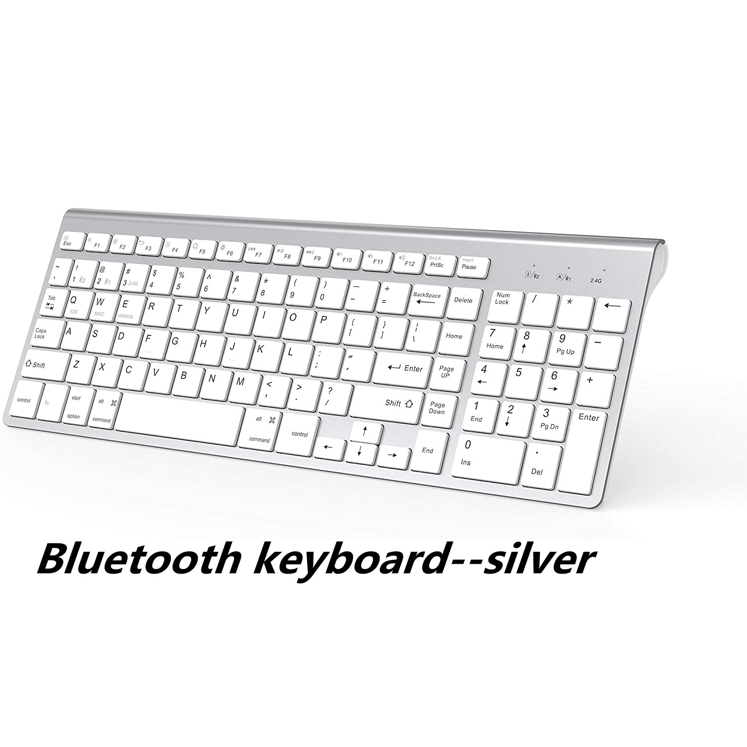 Bluetooth Keyboard-Compatible With Windows And MacOS Wireless Bluetooth Keyboard (Standard QWERTY Keyboard)-Silver-Blue-Pink.: Silver