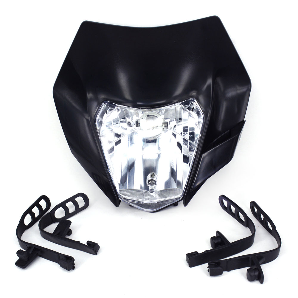 til ktm exc excf xc xcf xcw xcfw sx sxf sxs smr 125 250 350 450 500 505 520 530 motorsykkel universell hodelykt lys frontlys: En svart