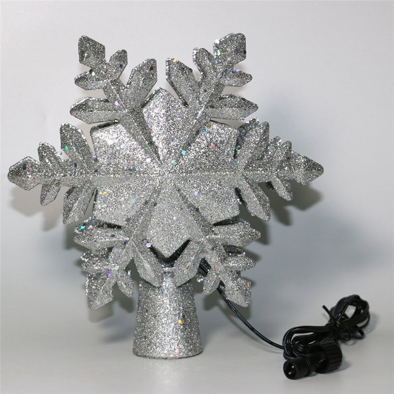 Hollow Snowflake Christmas Tree Top Hat LED Snowflake Rotating Projection Lamp Decoration Used Christmas Tree Rotation Night