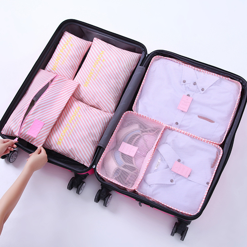 Hravel Opbergtas 6 Stuks EEN set van Grote Reizen Opbergtas Koffer Kleren afwerking Opbergtas Bagage Cosmetische tas