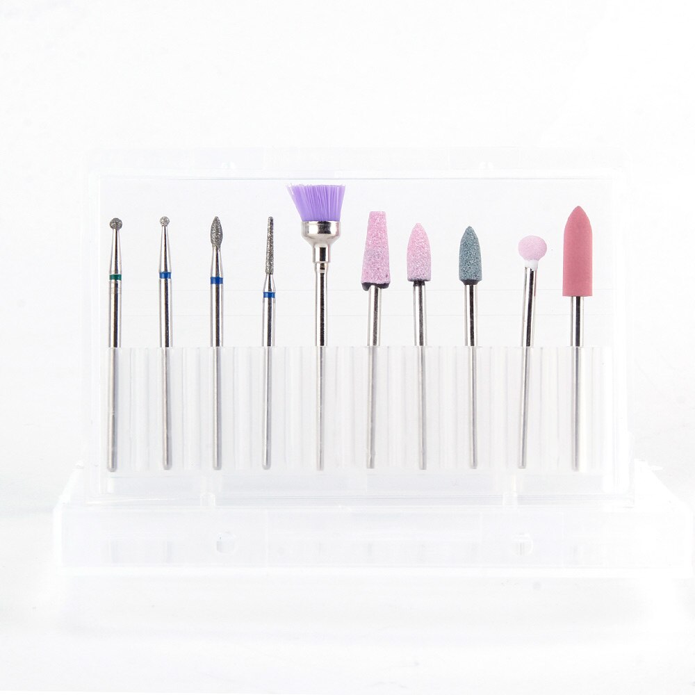Fraise rotative électrique, jeu de 10 pièces pour lime à ongles, fraises pour polissage, céramique, outil de nettoyage: 2