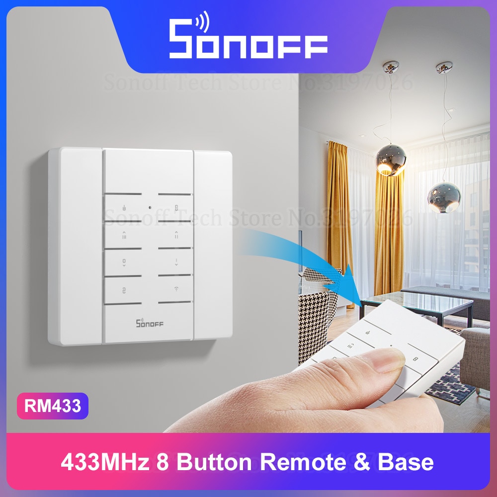 Itead Sonoff RM433 433Mhz Remote 8 Button Rf Afstandsbediening Een Sleutel Pairing Werkt Met 433Mhz Sonoff Smart Home schakelaars Via Ewelink