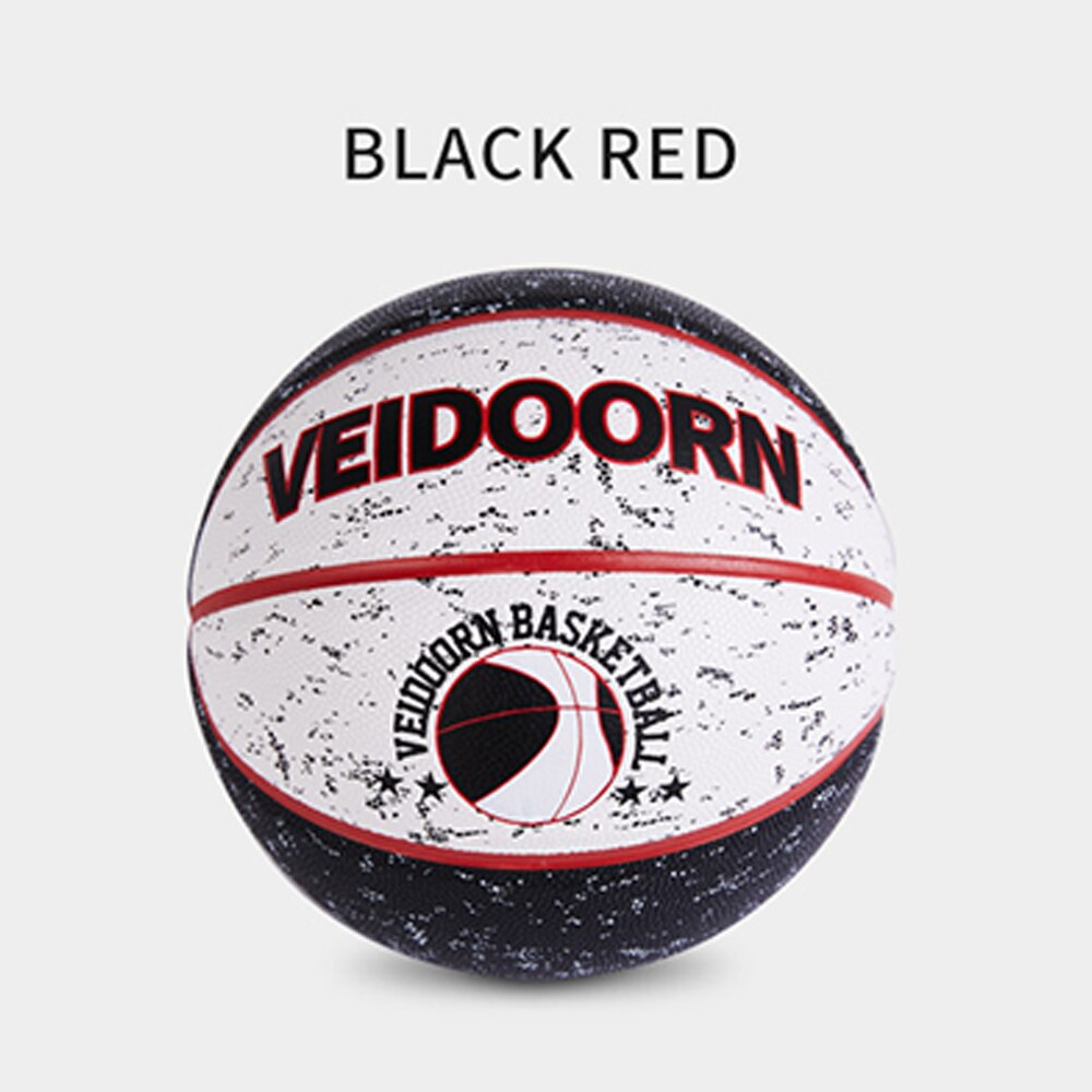 Veidoorn basketballbold officiel størrelse 7/6/5 pu læder udendørs indendørs kamp træning mænd basketball baloncesto: Vdlq -1 sort rød