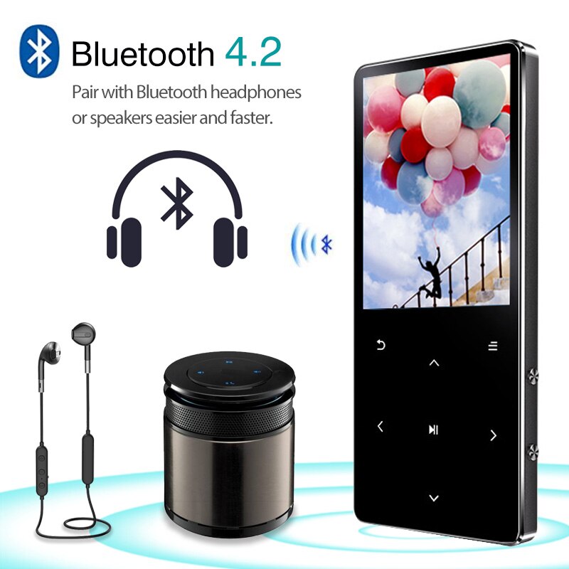 REDANT MP4 Player with Bluetooth Built-in Speaker Touch Key FM Radio Video Play E-book, HIFI Metal MP 4 Music Player 8G 16G 32GB