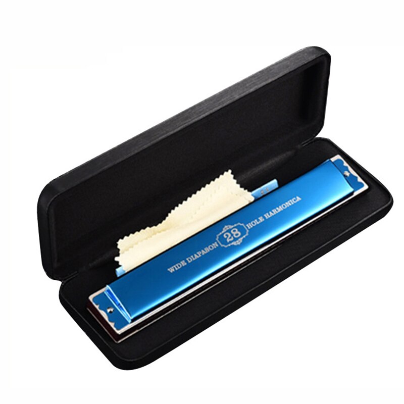 Armónica de gama alta con 28 agujeros para niños, Mini instrumentos musicales, llave C, Octave/trémolo: Blue Octave