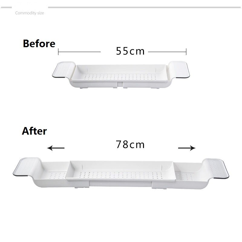 78 x 17.5 x 6.3cm badkarsställ badkarshylla duschbadkar verktyg badrumsförvaring smink handduksarrangör plast diskbänk avloppshållare