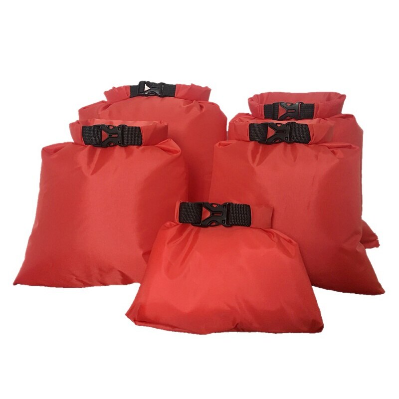 Lot de 5 sacs étanches en tissu silicone enduit de 1.5l/2.5l/3.5l/4.5l/6l couches pour rafting, canoë, bateau: Rouge