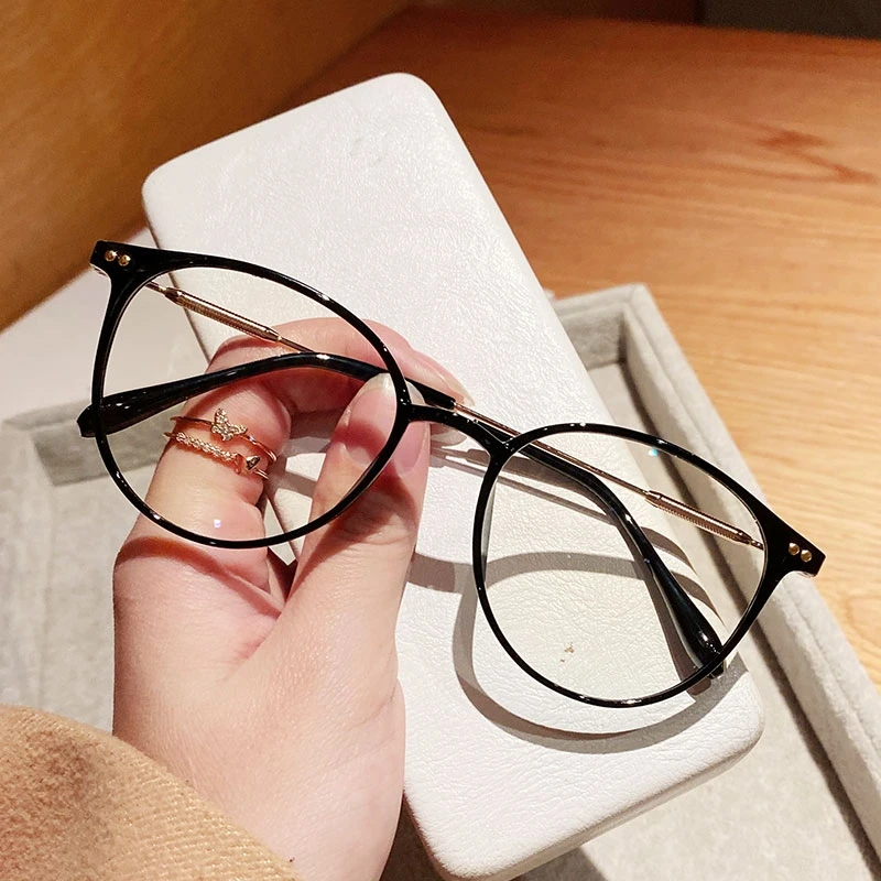 Vintage Computer Glasses Frame Women Men Anti Blue Light Round Eyewear Blocking Glasses Round Optical Spectacle Eyeglass: Clear