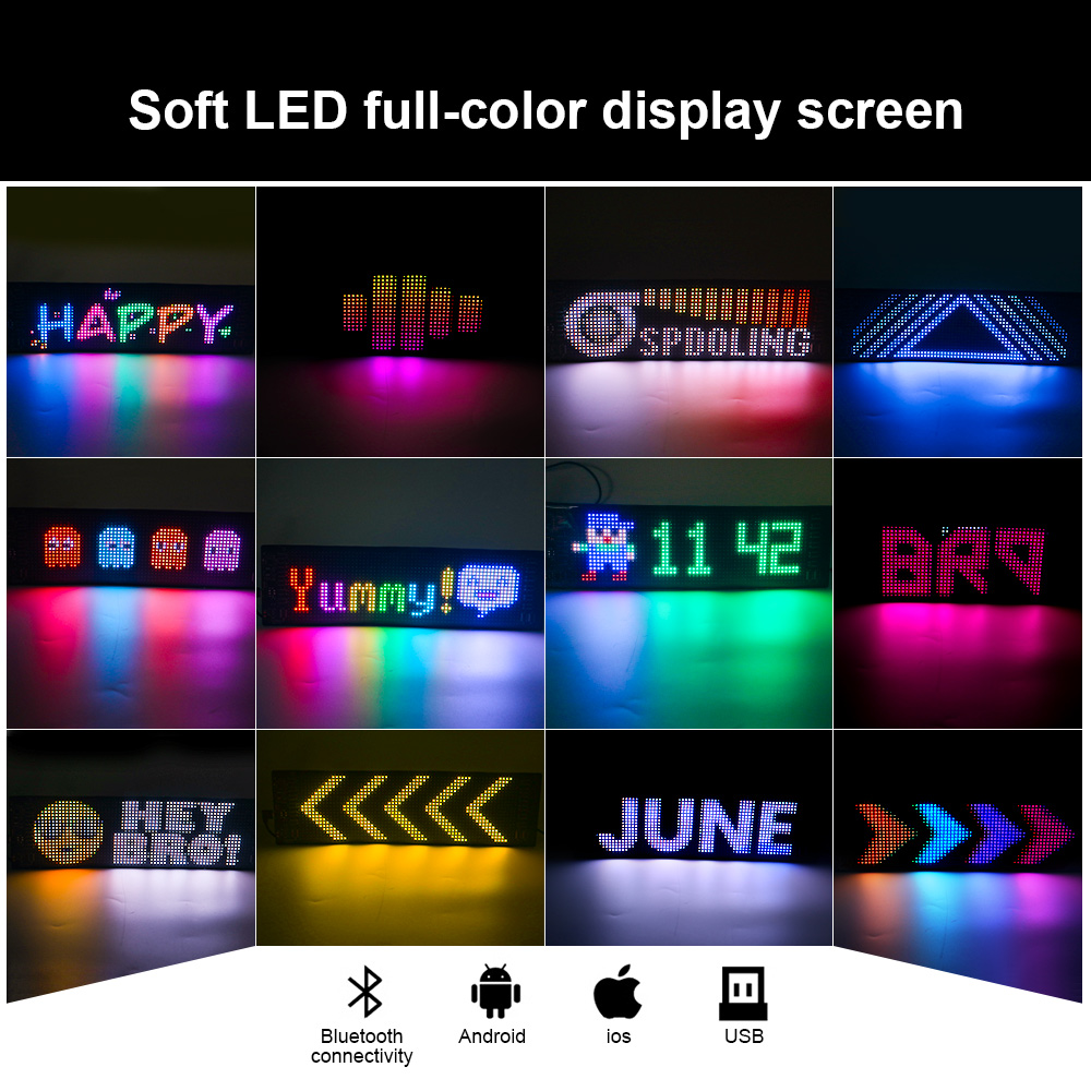 Led Matrix Pixel Panel Bluetooth App Usb Flexibele Adresseerbare Rgb Patroon Graffiti Scrolling Auto Raam Tekst Animatie Display