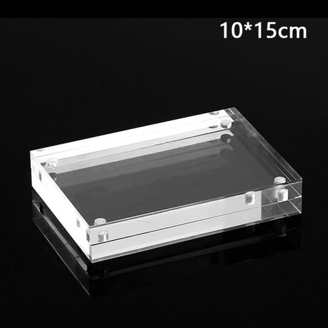 Diy akryl číry magnetický fotorámik obdĺžnik rámik na obrázok vizitka držať bytový dekor narodeninový dekor: E