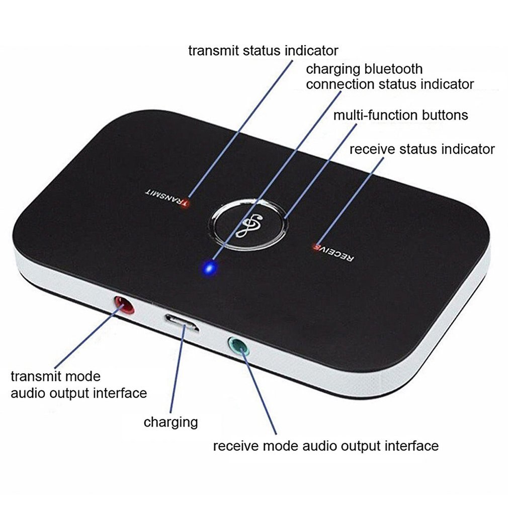Bluetooth 5.0 audio-transmitter/receiver 2 in 1 3.5mm klinken-rca-stereo-musik-adapter) für auto, kopfhörer, lautsprecher, tv und pc
