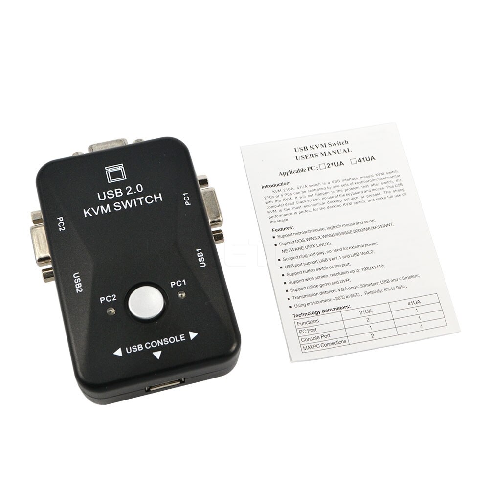 2-Port Mini-Auto USB KVM Switch USB KVM Switch 2.0 1620 x 1440 Maximum Resolution