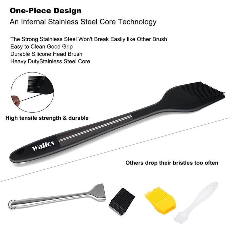 WALFOS 2 pièces brosse à huile en Silicone de alimentaire pour Barbecue Barbecue cuisson pâtisserie résistant à la chaleur brosses cuisson outils de cuisine