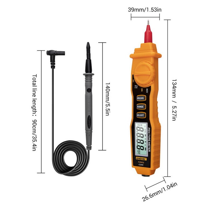 A3002 Digital Multimeter Pen Type 4000 Counts With Non /DC Resistance Diode Continuity Tester Tool