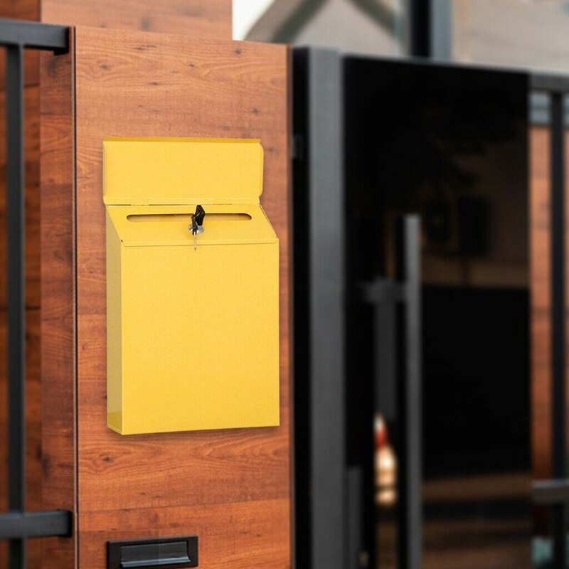 1Pcs Modern Mailbox Comment Letter Deposit Suggestion Box Secured Payments Key Paperwork Secure Postbox Decor: Yellow
