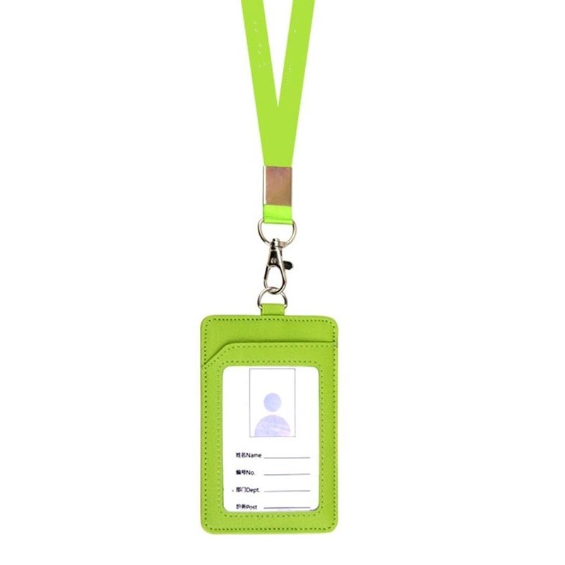 Læder-id-badge buskortholder med lanyard business office id holder