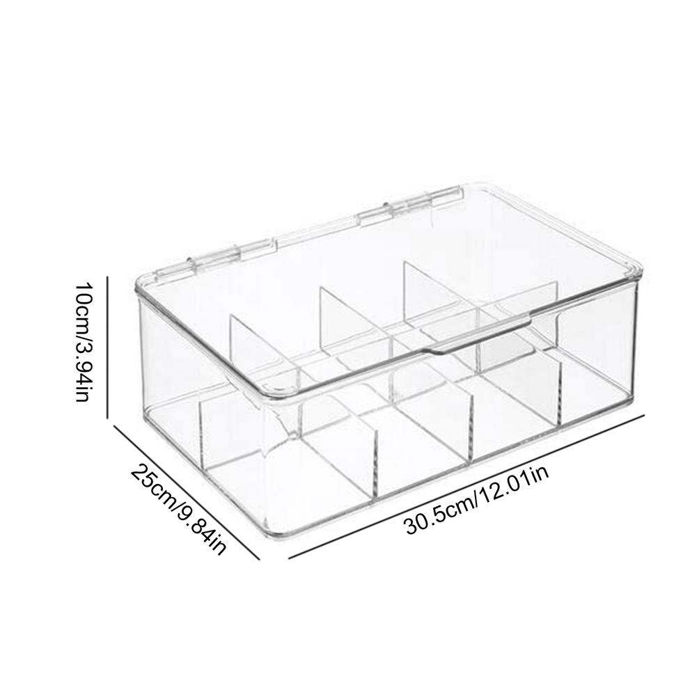 Modern Food Storage Cabinets Plastic Tea Bag Holder Stackable Pantry Storage Bin Box With Lid 8 Divided Sections