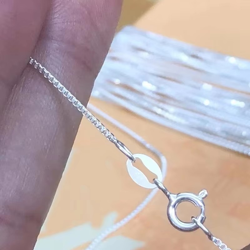 0,85 mm Kasten-Kette, 925er-Sterlingsilber, Kasten-Kette, fertige Halskette mit Federverschluss, , Schüttgut, DIY-Schmucksuche