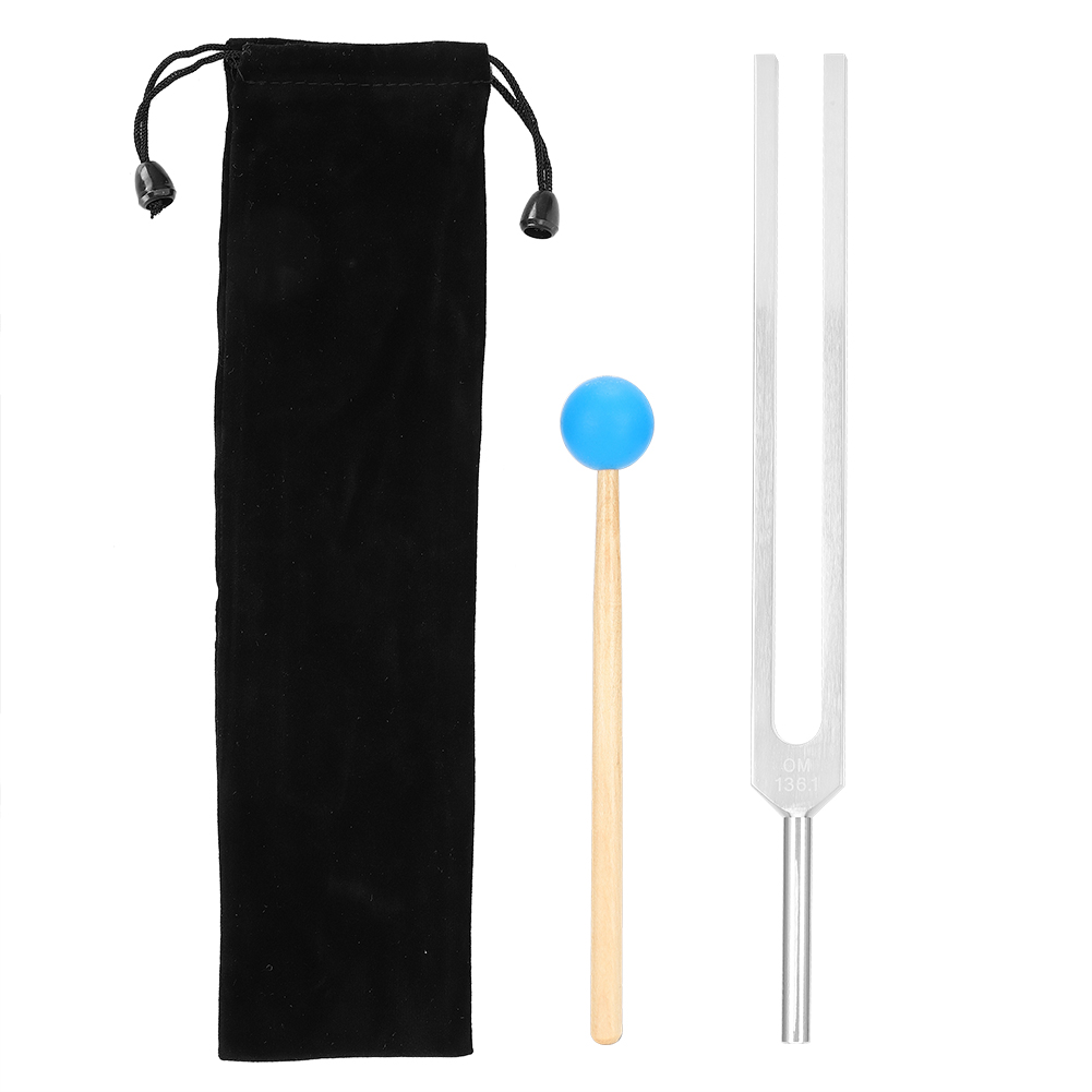 OM136.1HZ Aluminum Alloy Tuning Fork Wood Hammer Sound Healing Therapy Tool Set