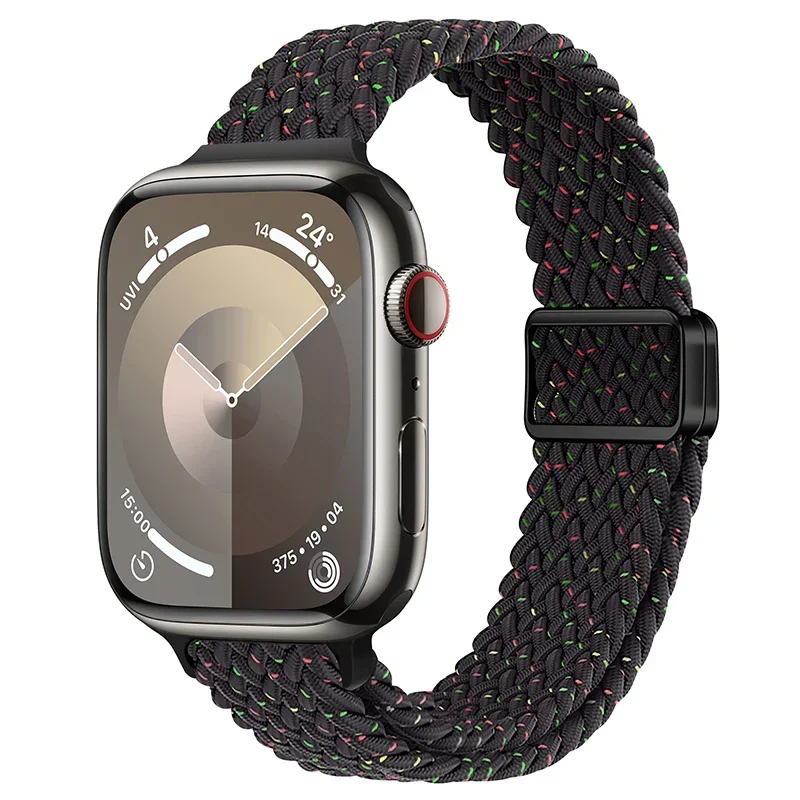 Bracelet en Nylon pour Apple Watch 9 8 7 45mm 41mm Ultra 49mm, boucle tressée mince, iWatch 6 5 4 SE 44mm 40mm 10 46mm 42mm: Bleu Bleu Clair / 12mm