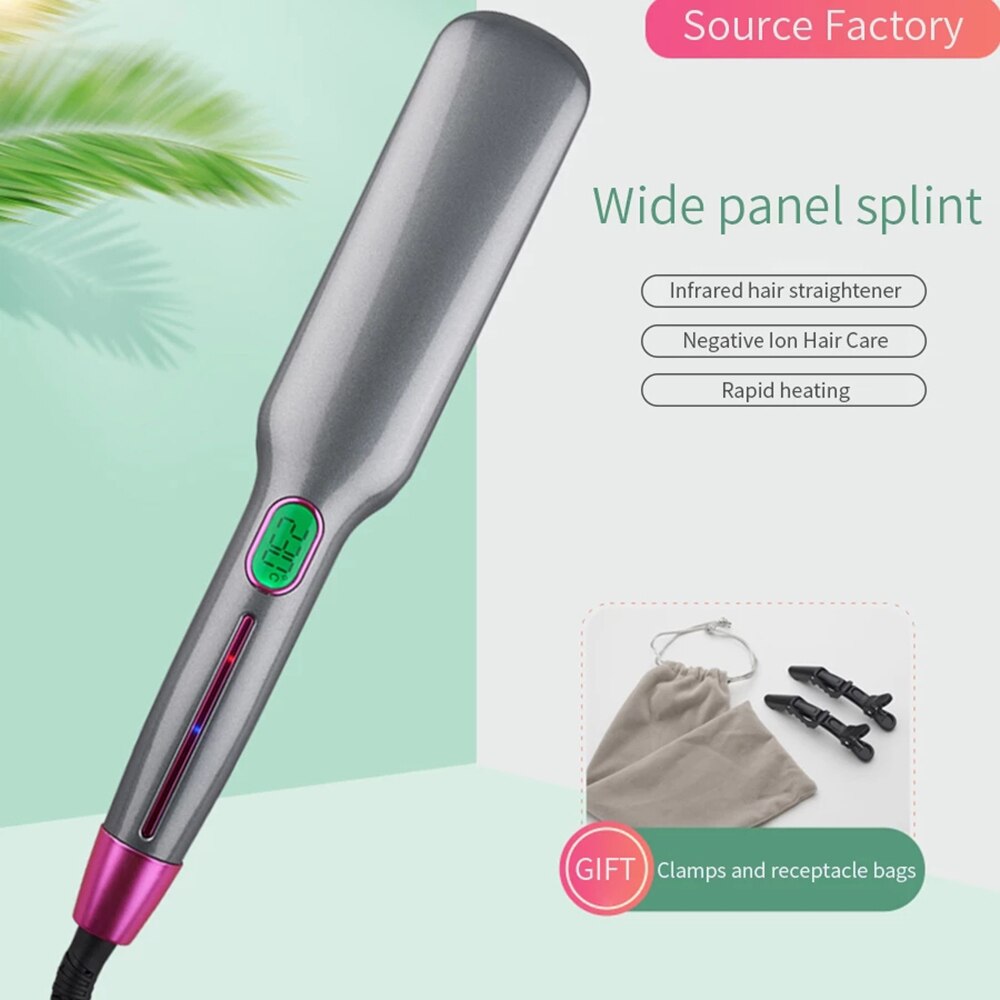 Infrared Hair Straightener Multifunctional Curling Flat Iron Heated Ceramic LCD Display Salon Styling Tools