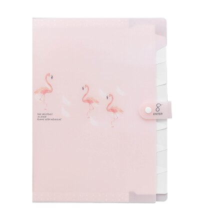 Fresh Color Flamingo Expanding File Folder A4 Document Bag 8 Pocket Folder For Documents Paper Organizer: B