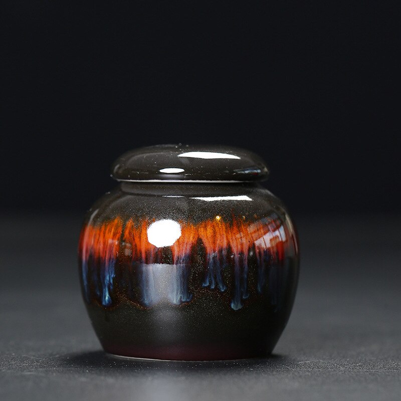 Gourd Ceramic Porcelain Tea Caddy Teaware Kiln Turned Pot Household Sealed Storage Pot Tea Storage Tea Container Tea Cans: C