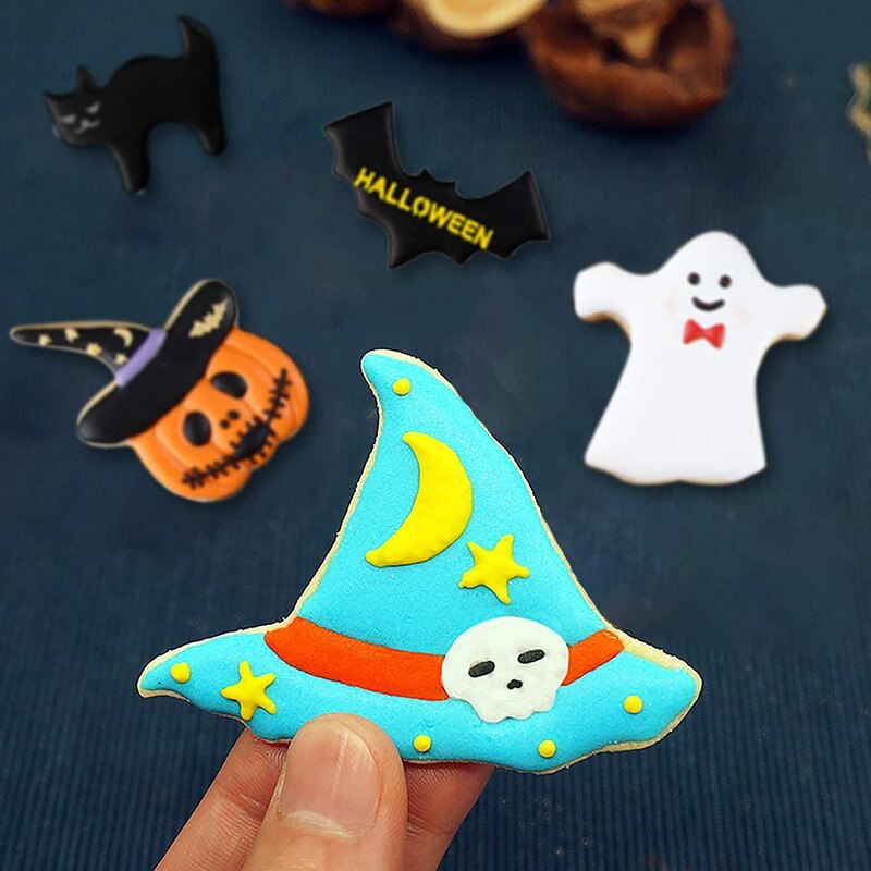 7PCS Halloween Biscuit Cutters Mold For Baking Metal Tool Pumpkin Cutter Cookie Stamp Party Gourmet Bakery Decoration