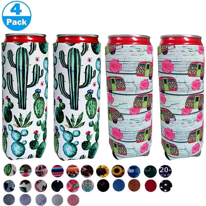 Neopreen Slanke Bier Kan Koeler Tall Stompe Houder Opvouwbare Stubby Houders Bier Koeler Tassen Past 12Oz Drinken &amp; Beer: 11SC 4pieces